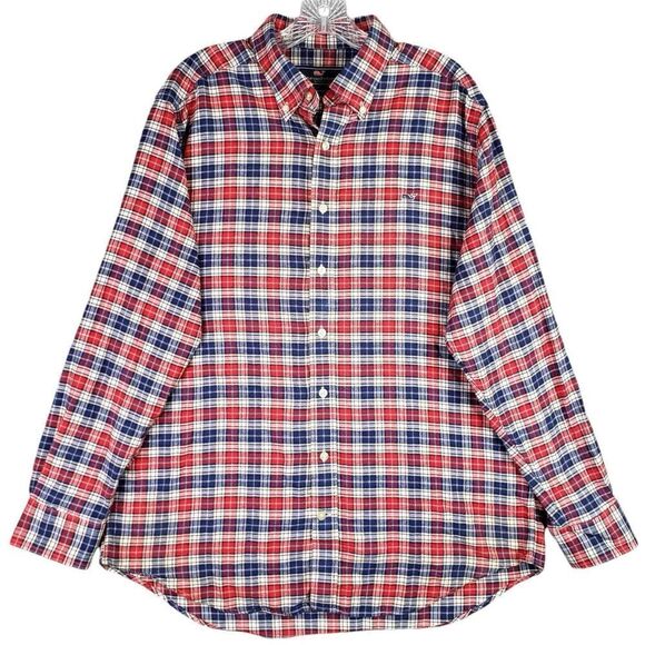 Vineyard Vines Shirt Long Sleeve Slim Red Plaid Button Down Mens Size Large - Picture 2 of 9